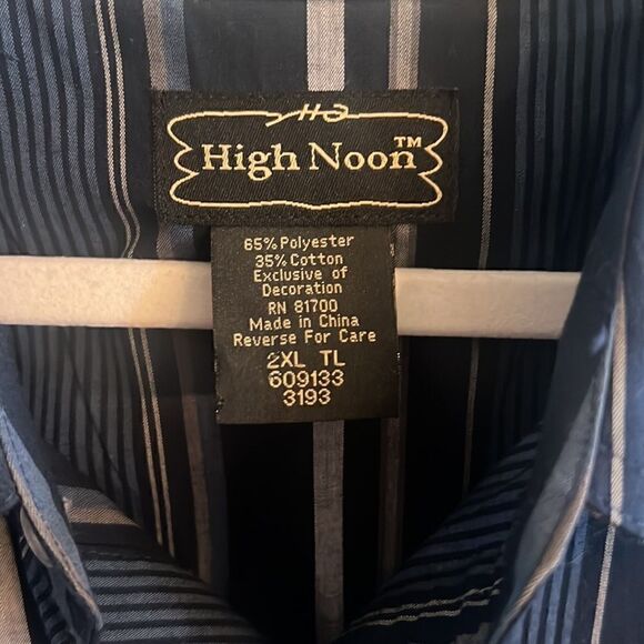 High Noon Rodeo Western Men’s navy blue Pearl snaps 2XL Tall button down shirt - Picture 5 of 14